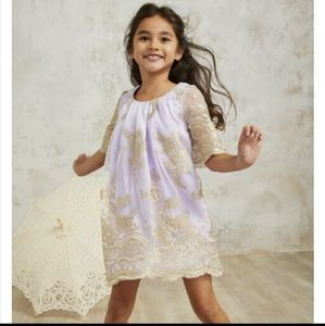 Chasing fireflies gold lace girl's dress sleeves